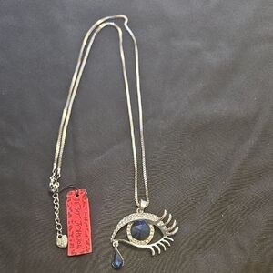 Elegant Blue and Silver Eye Pendant Necklace